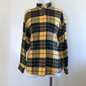 Diane Von Furstenberg M yellow plaid flannel shirt